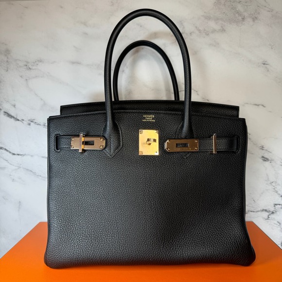 Hermes Birkin 30 Bag Black Togo with Rose Gold Hardware B30 Handbag Authentic - Picture 4 of 16